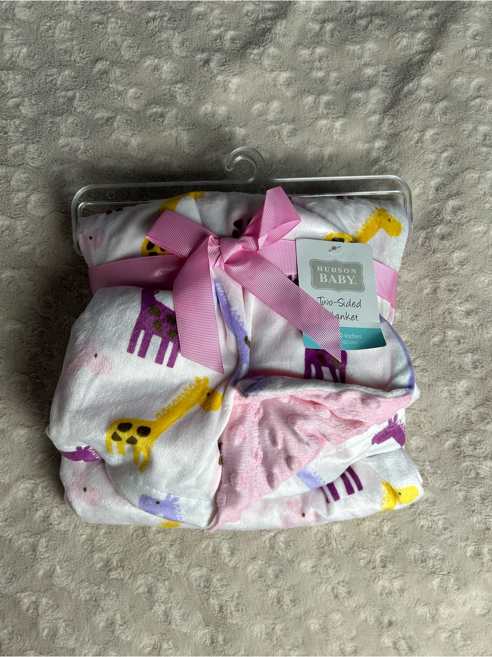 HB Hudson Baby Pink Purple Giraffe Blanket Yellow Brown Spots Minky Dot Lovey